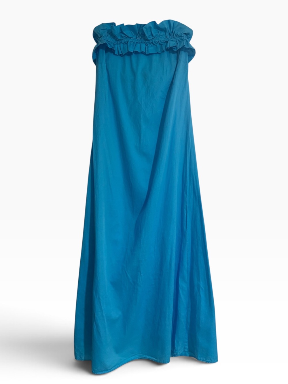 STARK X Blue Cotton Ruffle Strapless Maxi Size Small